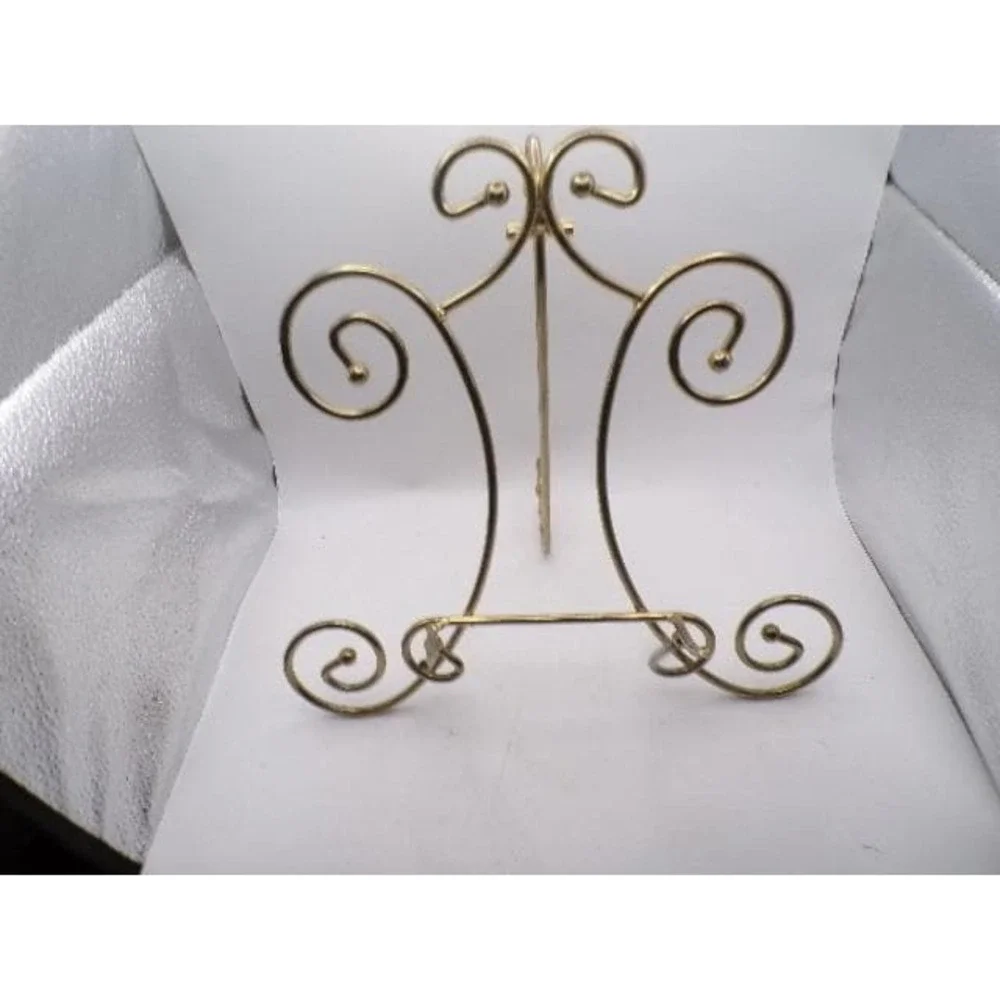 Gold Metal Scroll Easel Display Stand Tabletop Decorative Art Plate Holder‎